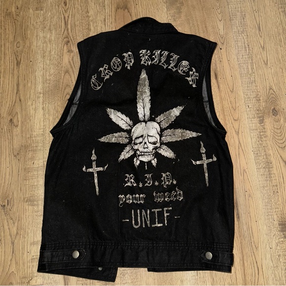 Unif Black Denim Pot Crop Killer Vest - Picture 7 of 9